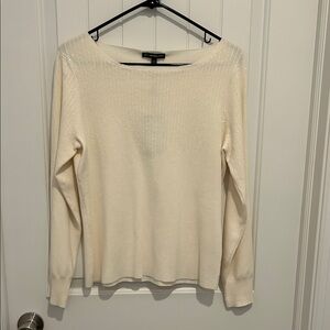 Adrianna Papell Cream Long Sleeve Sweater Large Sequins